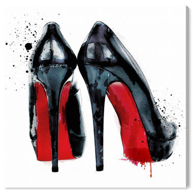 Black Heels Red Sole Fashion Canvas