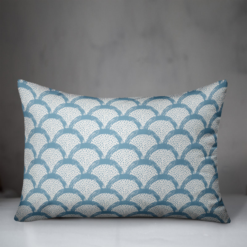 Scallop Outdoor Throw Pillow, Blue