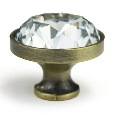 Badgley Mischka bouton de cristal diamant (ensemble de 10) base nickel satiné; Grand diamètre radiant de 1,2 po; quincaillerie pour les poignées de tiroir de la commode, la poignée d'armoire, la porte de placard, les meubles de chambre à coucher pour