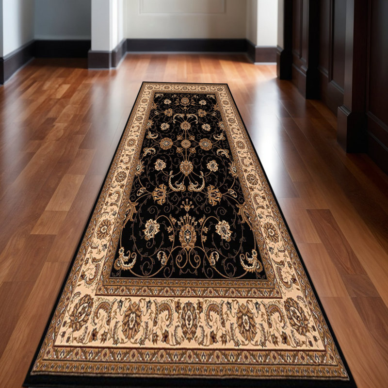12' Beige And Blue Oriental Runner Rug