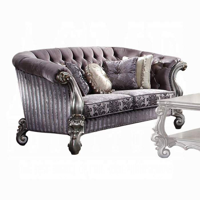 Causeuse en velours Dwaine, Gris, Gris lavande