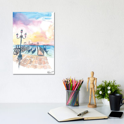 Famous Venice San Giorgio Maggiore View With Gondolas by Markus & Martina Bleichner - Wrapped Canvas Painting