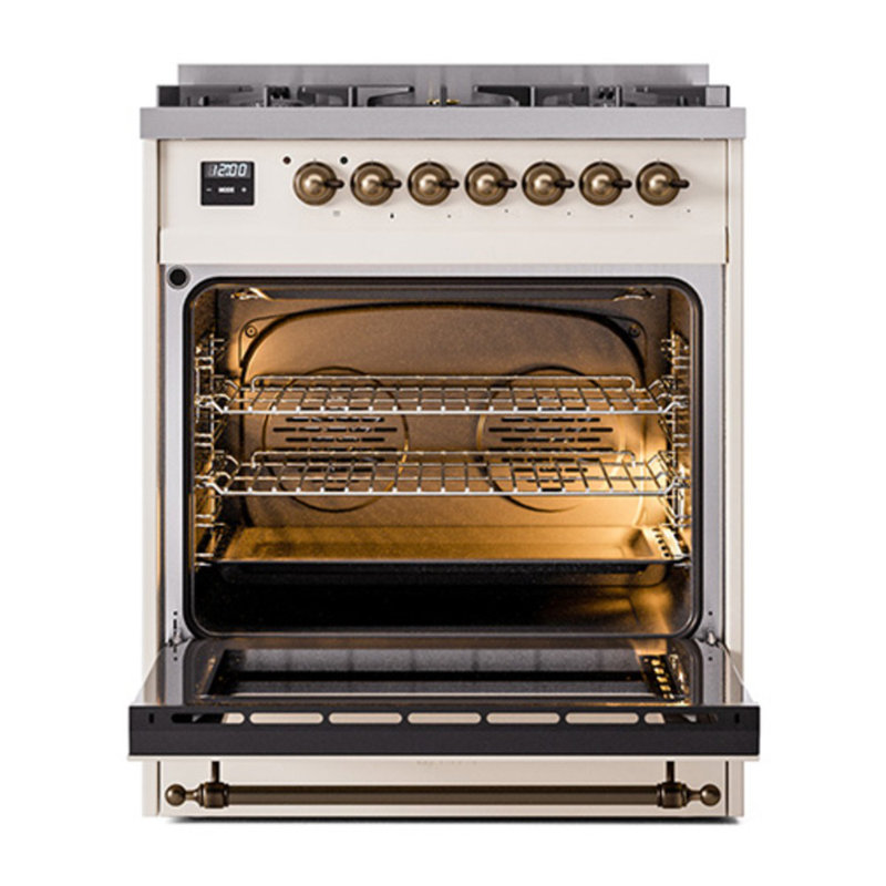 ILVE Nostalgie II 30 in Dual Fuel Range, Liquid Propane, Antique White/Bronze