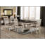 Ensemble de table de salle à manger extensible de style chalet 7 pièces avec finition bicolore gris craie, chaises rembourrées et fabrication en bois massif-1048403409