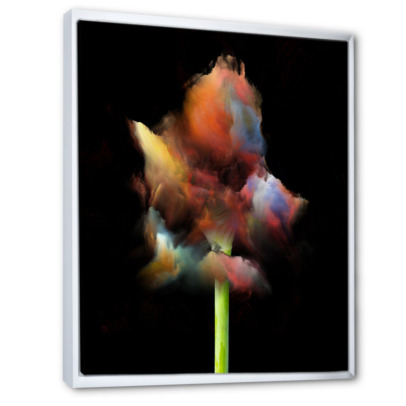 «Blooming Multicolor Fractal Flower IV», art mural moderne sur toile, H 40 po x l 30 po x P 1,5 po, Cadre photo blanc