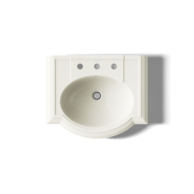 Devonshire Ceramic 25" Pedestal Bathroom Sink with Overflow, Dune, Widespread Faucet