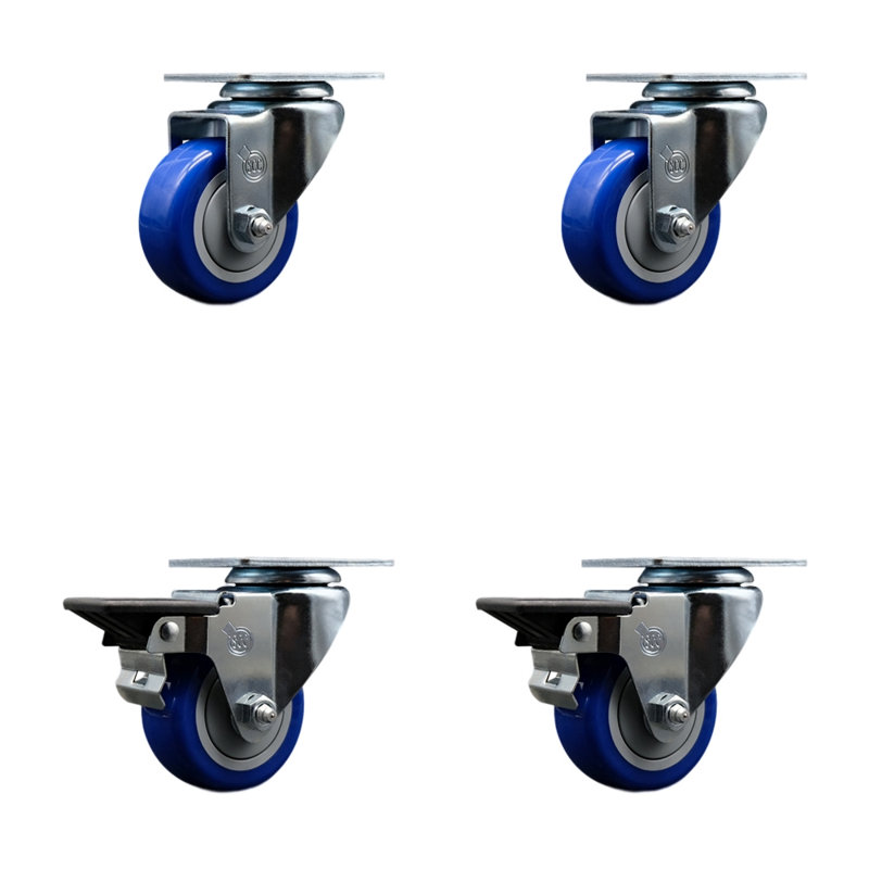 Roulettes en polyuréthane, Bleu