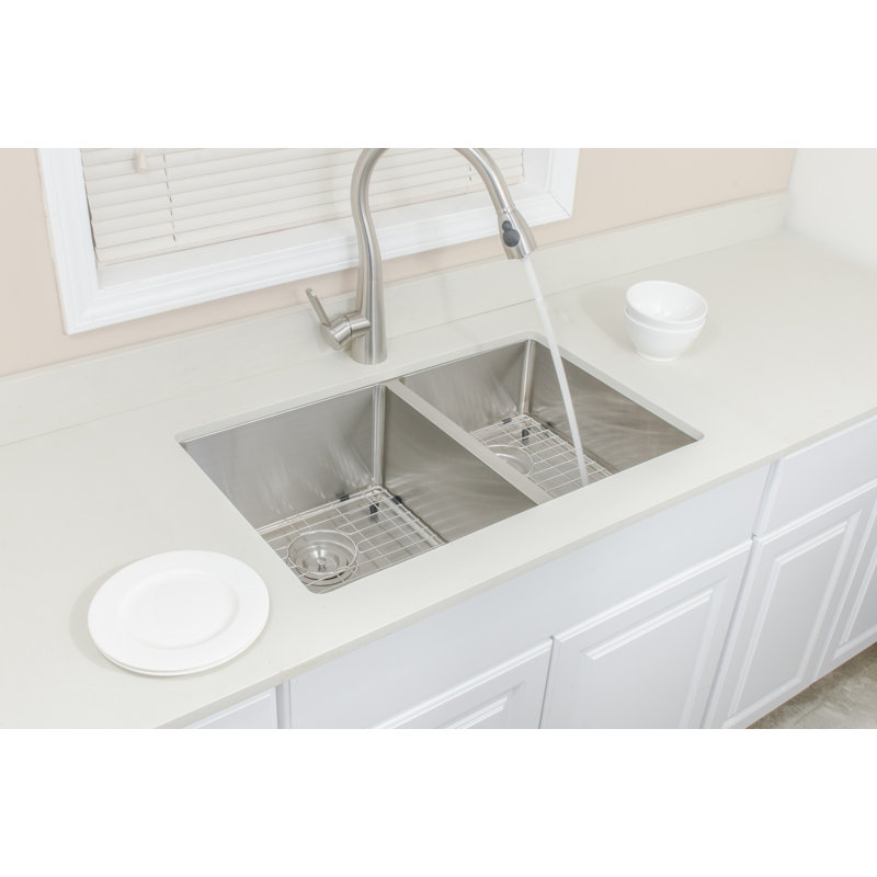 Wells Sinkware Chef's Series 19'' W Double Bowl Stainless Steel Undermount Kitchen Sink