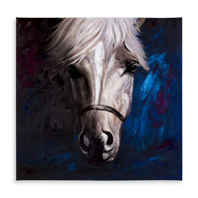 White Horse Blue Tablecloth | Indoor/Outdoor Home Decor