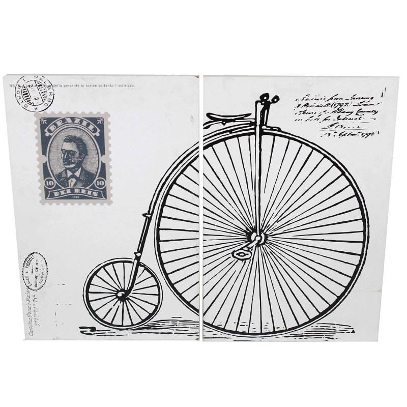 " Vintage Bicycle Theme Diptych " 2 - Pieces
