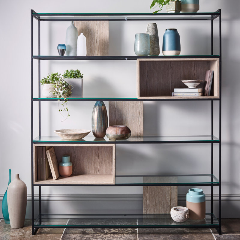 Euclid 180.5cm H x 151.5cm W Metal Standard Bookcase, Matt Black