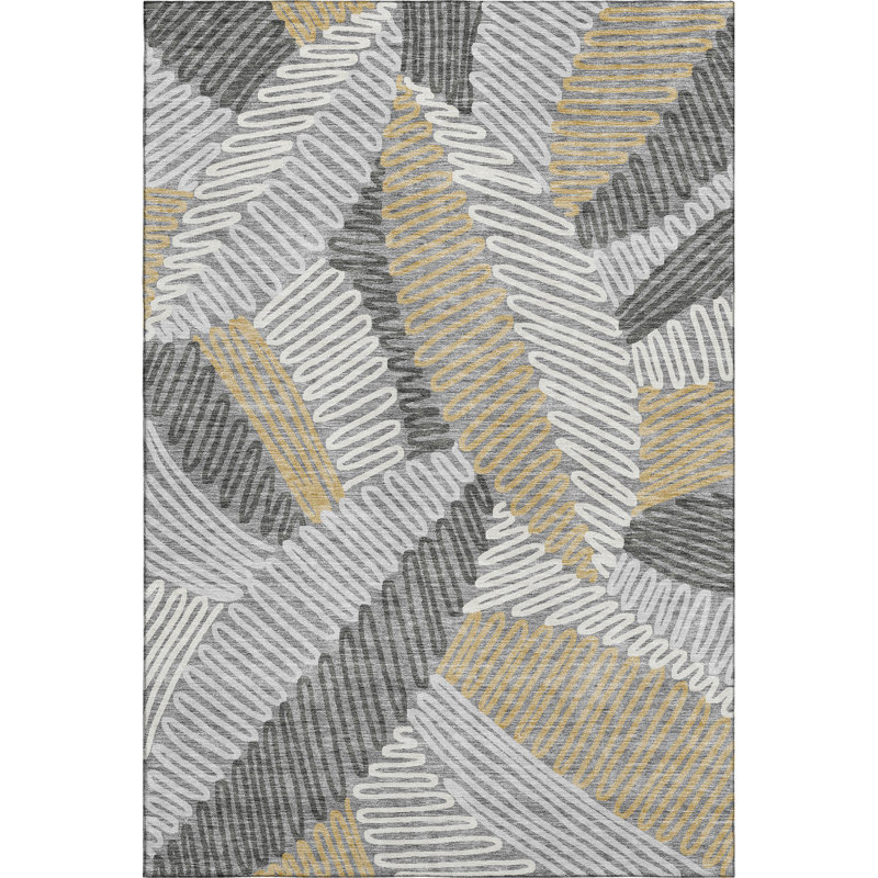 Premium Machine Washable Prisco Gray Rug, Rectangle 9' x 12'