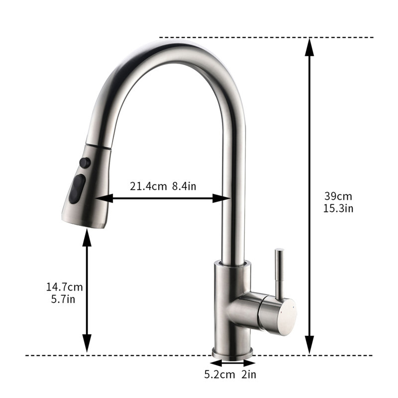 Kitchen Sink Faucet With Pull Down , Single Handle Brass, Brushed Nickel, Touch-On, 3 Modes Water, Simple Install Technique Approach Easy To
