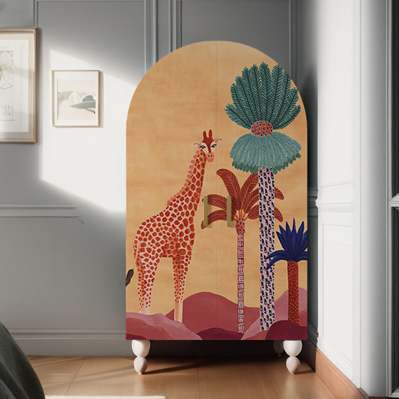 Garde-robe arquée moderne à double porte, Ivoire blanc