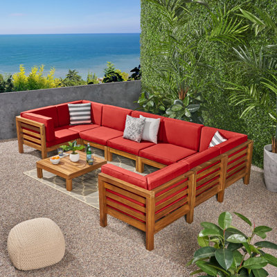 Acacia 8 - Person Modular Patio Conversation Set with Cushions