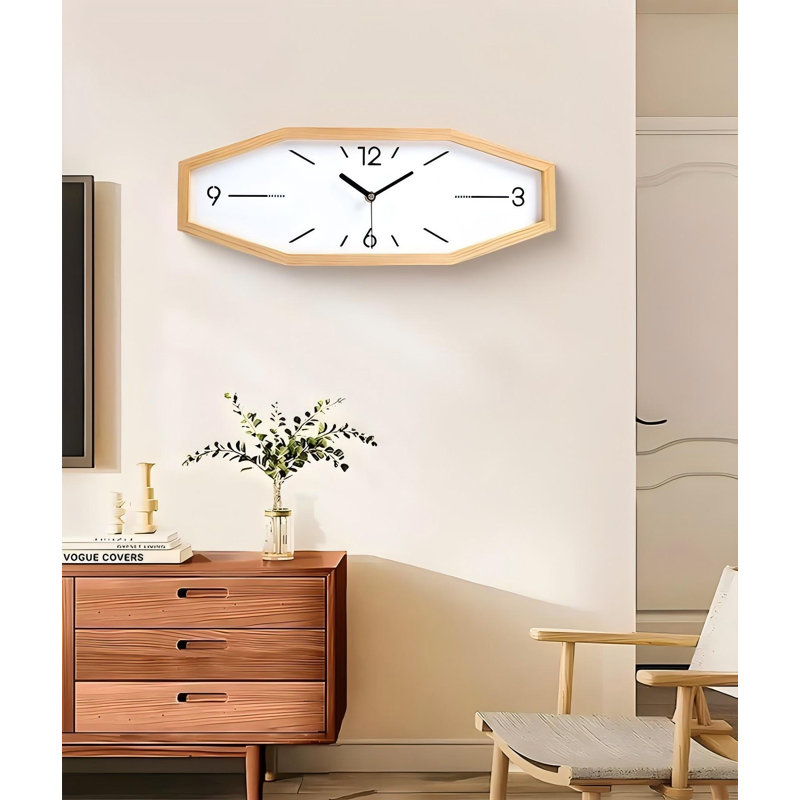 Horloges murales rétro en bois, horloges murales carrées et rectangulaires, Natural