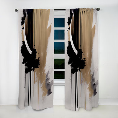 Dardar - rideau moderne - noir, blanc et doré Expression III - velours obscurcissant - 1 panneau