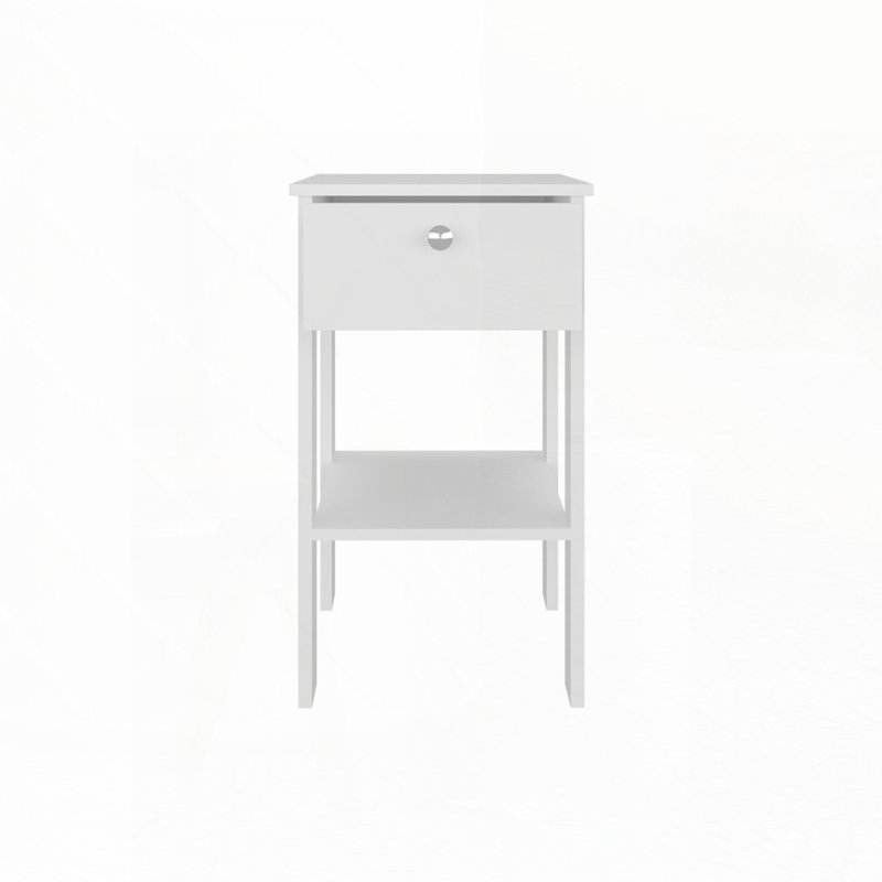 Table de chevet avec 1 tiroir, Blanc
