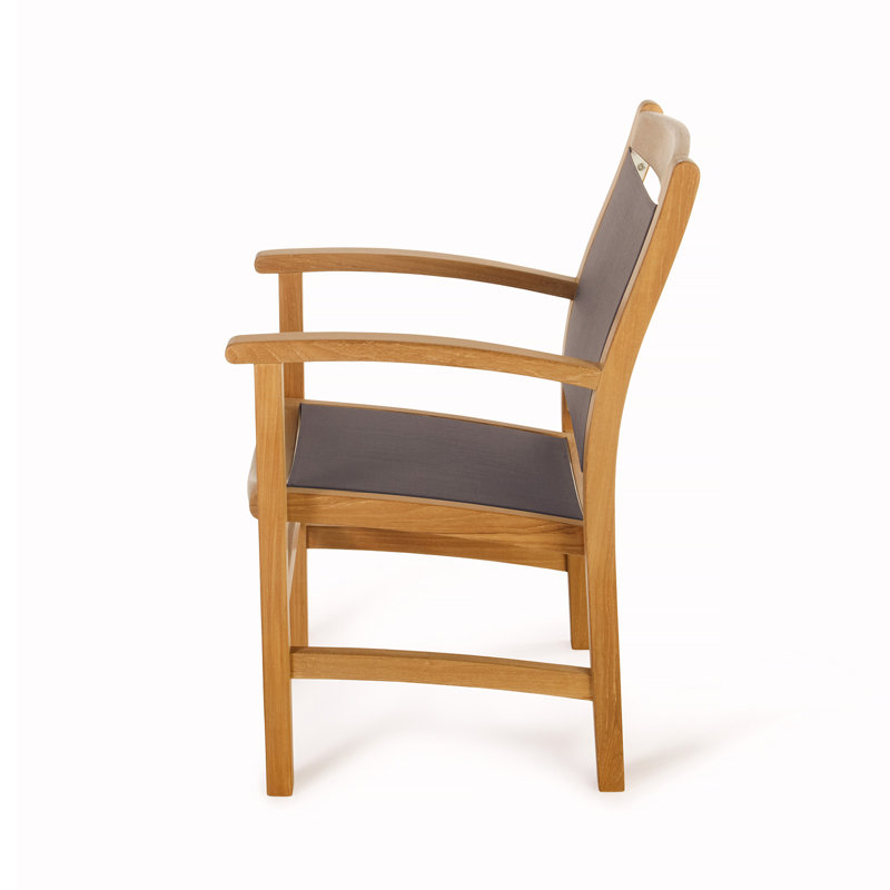 Colorado Teak and Textilene Park Armchair with Curved Back