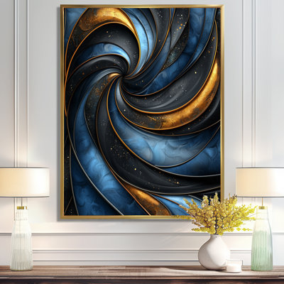 «Omarius Fractal Aqua Drift Of Marble I», art mural sur toile transitionnel