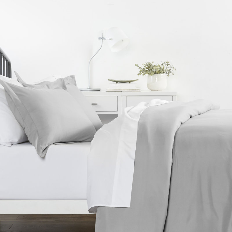 Super Soft Double Brushed Duvet Cover Set, Twin/Twin XL Duvet Cover + 1 Standard Sham, Light Gray