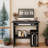 Laptop Study Table Office Desk with Storage Drawer Shelves Keyboard Tray,Black-978026983