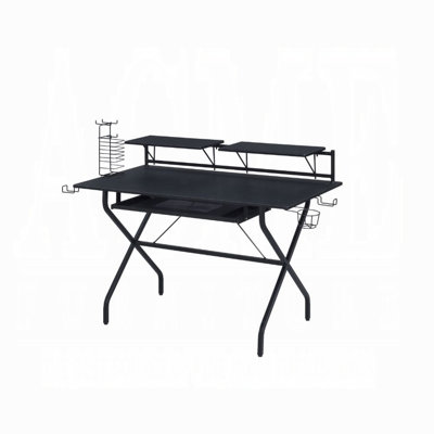 Capsicum 2-Shelf Gaming Desk in Black