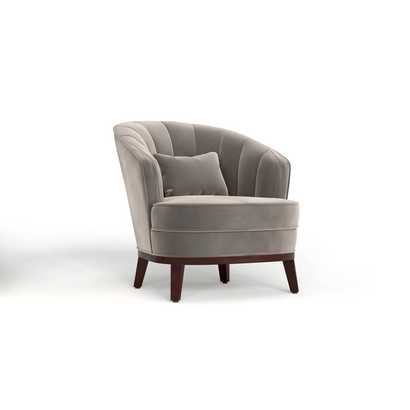 Ava Upholstered Barrel Accent Chair, Grey, Gray