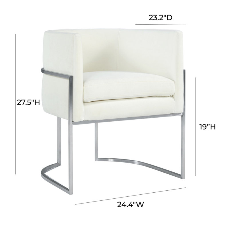 Chaise en velours crème Giselle - Argent, Argent, Crème