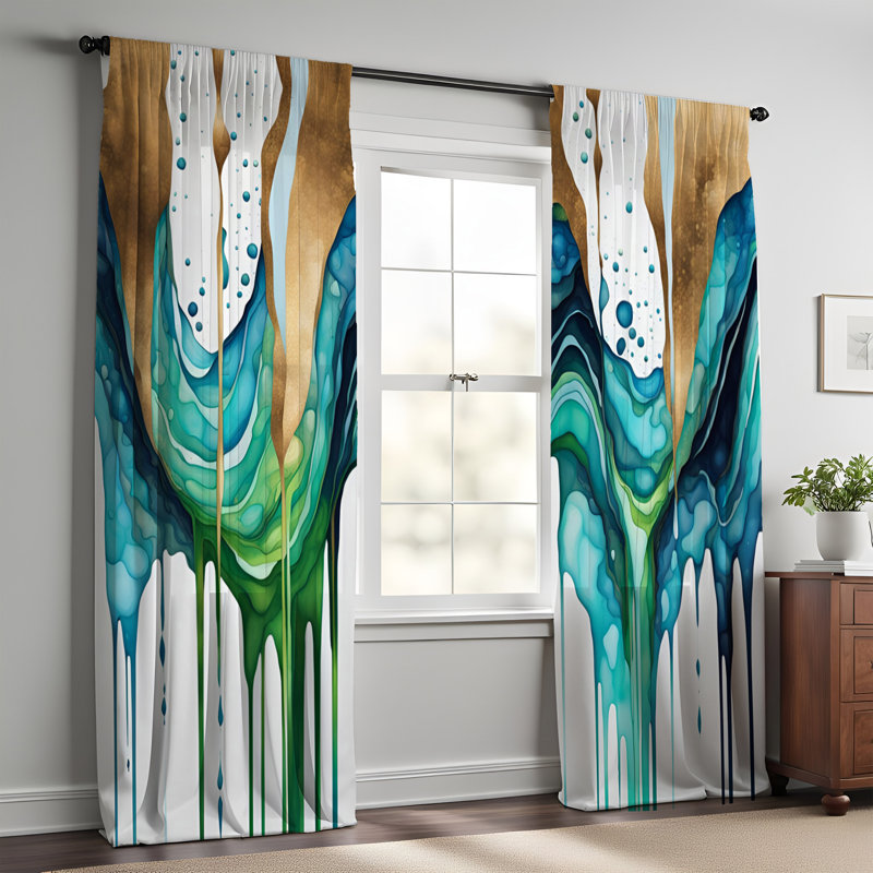 Paire de rideaux semi-transparents en polyester Emberlin, L 56 po x L 78 po