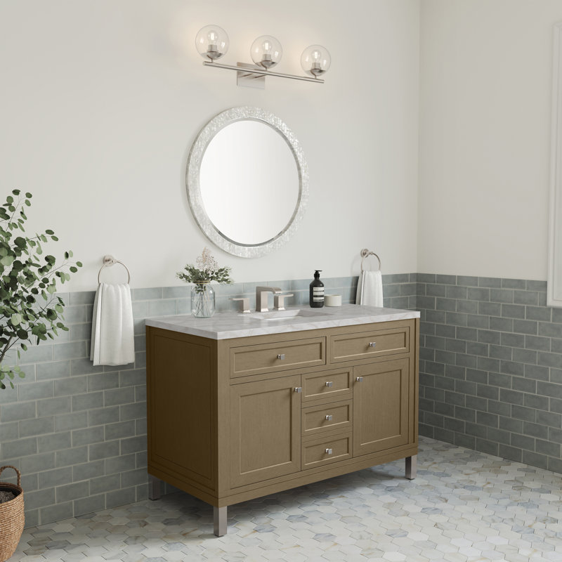 Chicago 48 in. Single Vanity, Walnut Whisper, Victorian Silver