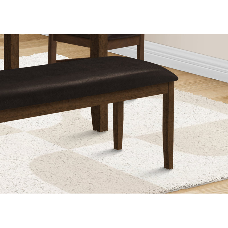 Jeanny Faux Leather Upholstered Bench, Brown, Brown, 20.25" H x 47.5" W x 16" D