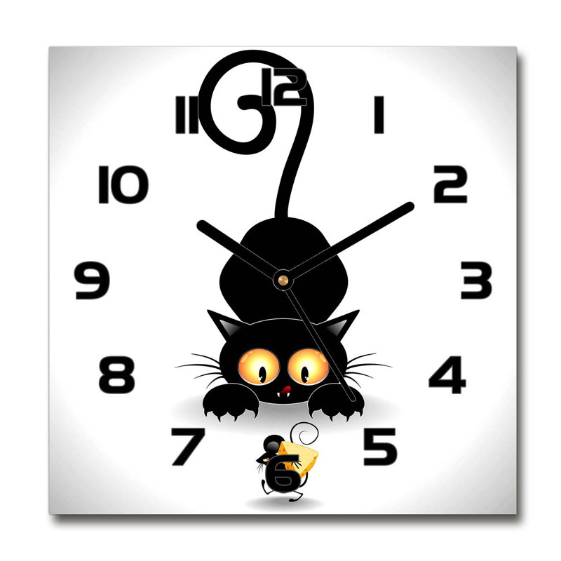 Helse Glass Wall Clock, Black/Black/Yellow