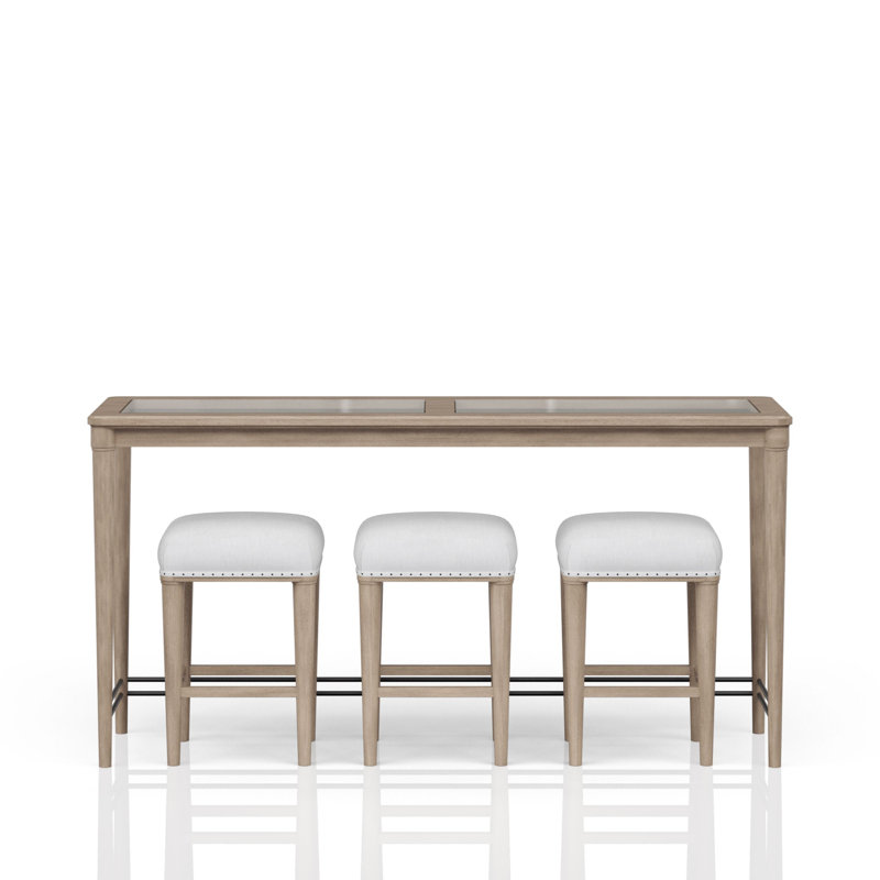 Frosted Glass Console Table With 3 Stools