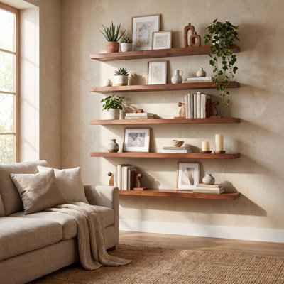 5 -Piece Pine Solid Wood Floating Shelf