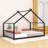 Metal House Bed With Roof And Sturdy Slats-655124697-655124696