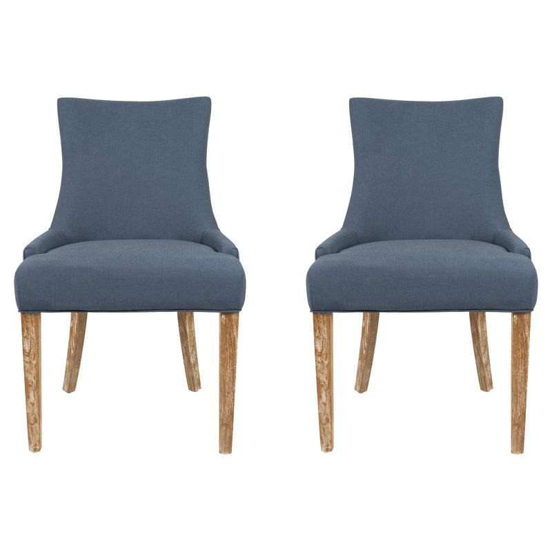 Baumgarten 49.53cm H Upholstered Side Chair, Blue, Light Wood