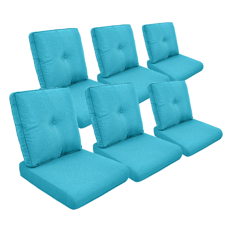 Coussin de siège / dossier d'extérieur Schutt, Bleu clair, 6 coussins de siège / dossier