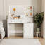 Coiffeuse blanche avec tiroirs et armoire de rangement pour une organisation efficace du maquillage