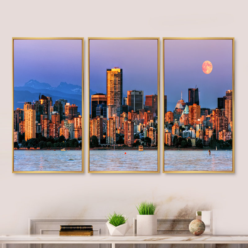 «Vancouver Downtown Skyscrapers - Cityscape», ensemble d'art mural sur toile, 28" H x 36" W