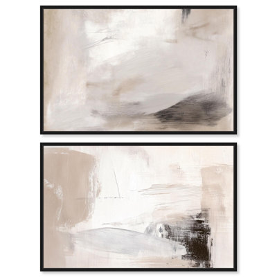 «Neutral Harmony», ensemble de 2 reproductions d'art sur toile par Art Remedy, 15 x 10