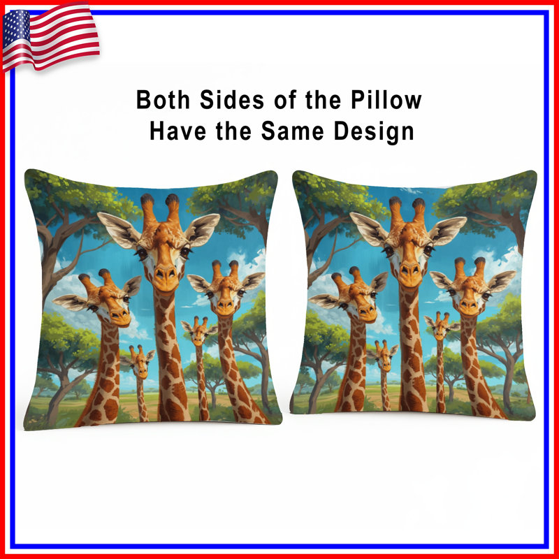 Coussins Group of Giraffes, 20 x 20 pouces
