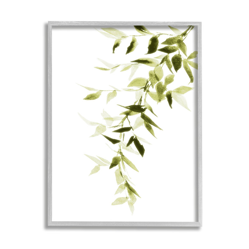 Chute de vignes vertes à l'aquarelle douce en cascade de feuilles de plantes, H 14 po x l 11 po x P 1,5 po