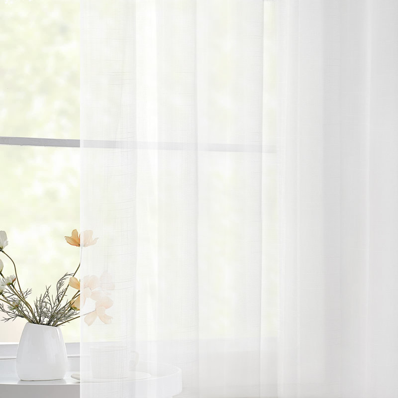 Ensemble de 2 rideaux transparents à plis pincés Twopages, Blanc, L 52 po x L 96 po