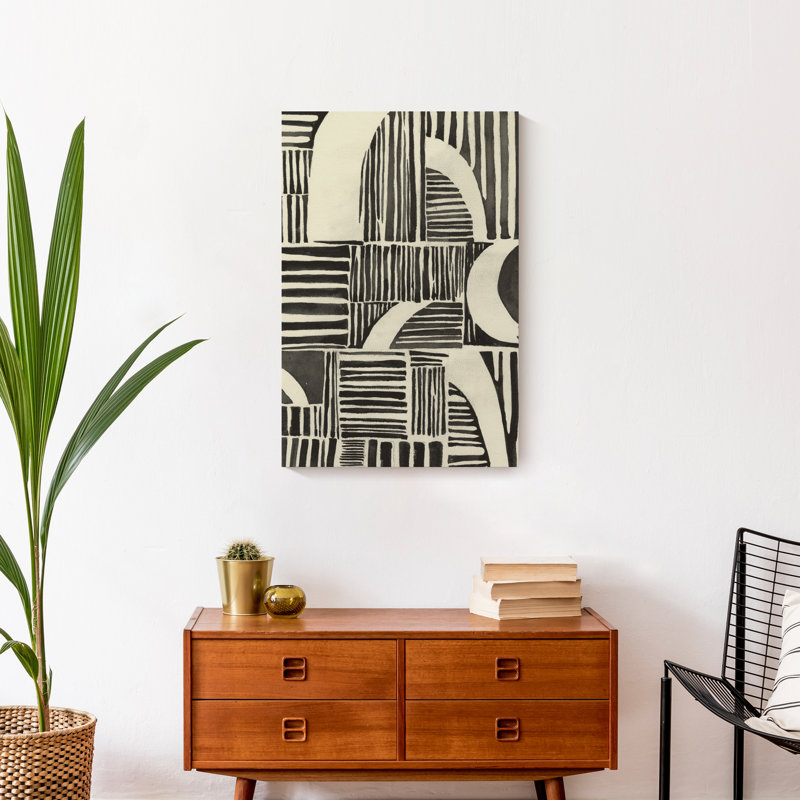 Neutre lignes abstraites - peinture, Toile tendue, H 24 po x l 16 po x P 1,25 po