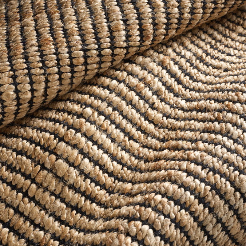 Gridwork Handwoven Jute Rug, Rectangle 8'6" x 11'6", Black/Brown