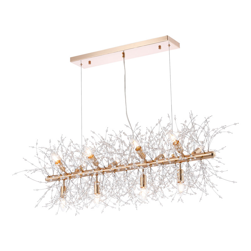Lustre pour îlot de cuisine 12 lumières à intensité variable 36 pouces Volkan, Doré