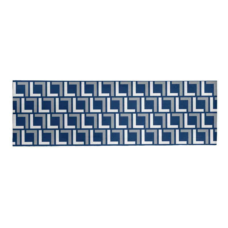 Tapis de couloir à motif géométrique bleu