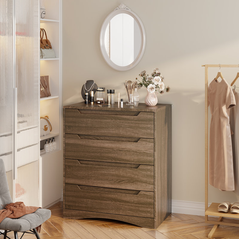 28" W  4-Drawer Dresser for Bedroom or Living Room, Brown