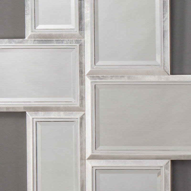 Silver Rectangular Wood Multi-Panel Wall Mirror